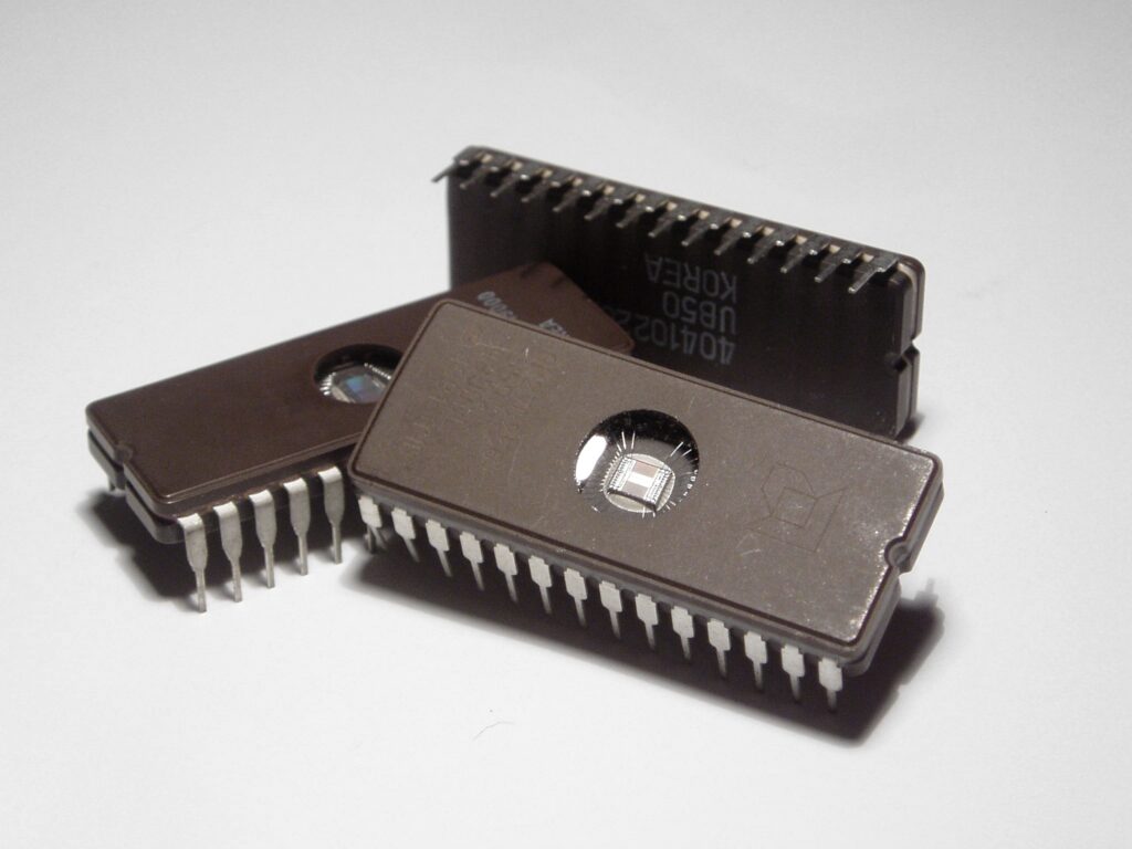 Puces memoire a circuits integres, illustration du stockage de donnees