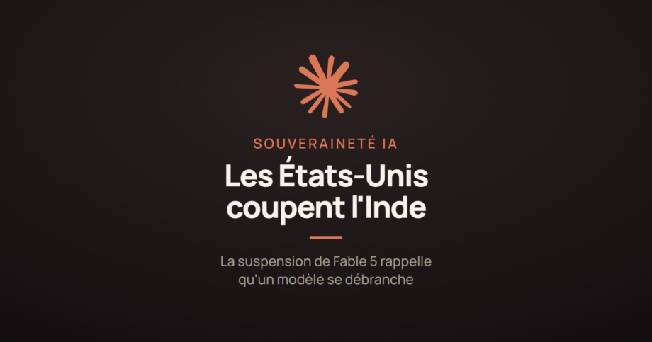 Logo Claude sur fond sombre et la mention « les États-Unis coupent l'Inde », à propos de la suspension de Fable 5