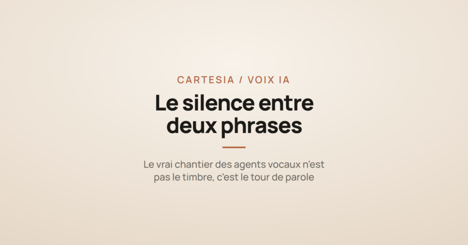 Mention Sonic 3.5 de Cartesia et le titre « le silence entre deux phrases », à propos de la latence des agents vocaux
