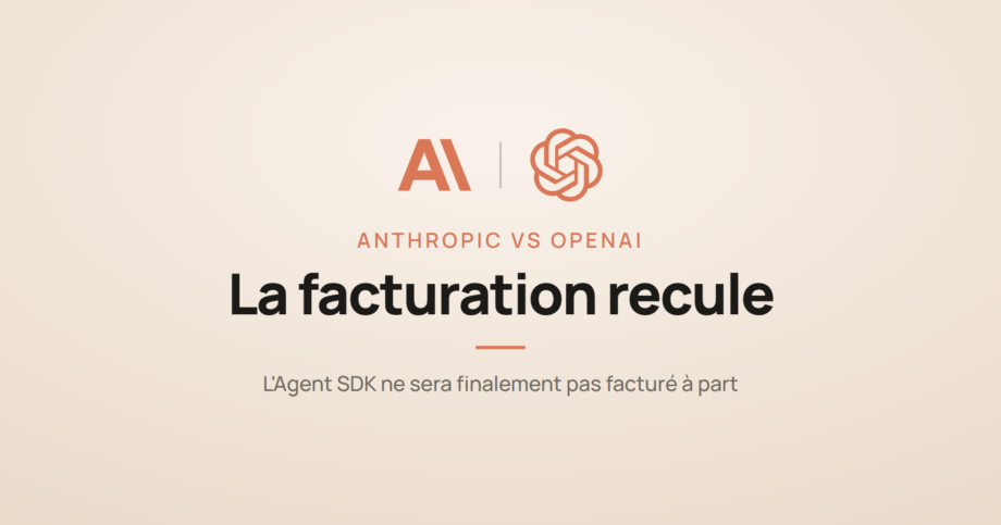Logos Anthropic et OpenAI et la mention « la facturation recule », à propos du gel de la réforme tarifaire d'Anthropic