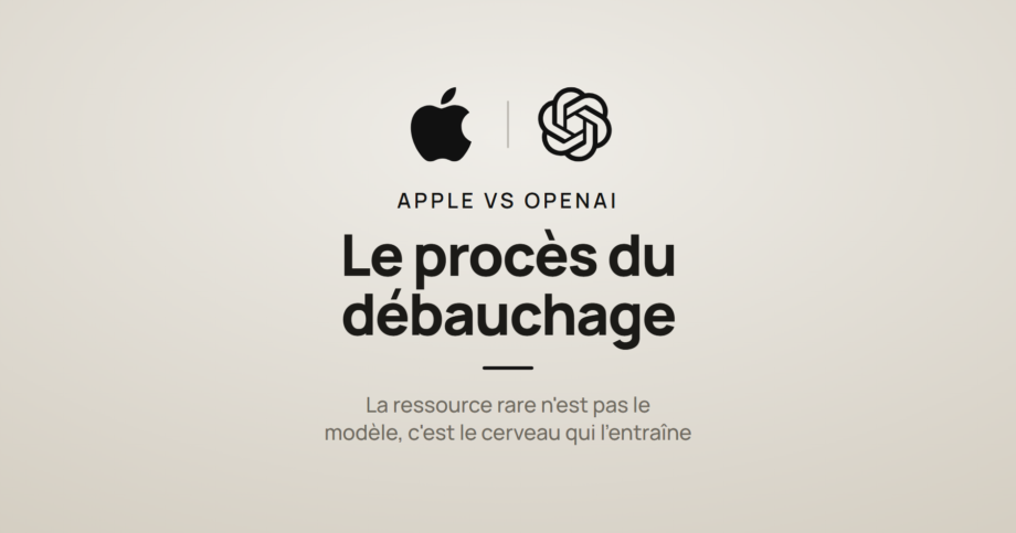 Logos Apple et OpenAI et la mention « le procès du débauchage », à propos de la plainte d'Apple contre OpenAI