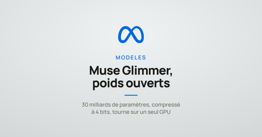 Illustration représentant Meta annonçant l'ouverture de son modèle d'IA Muse Glimmer sous licence Apache 2.0.