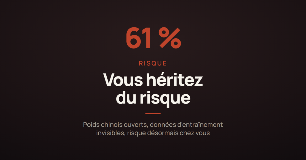 Illustration sombre sur le risque de sécurité lié à l'hébergement de modèles de langage chinois à poids ouverts.