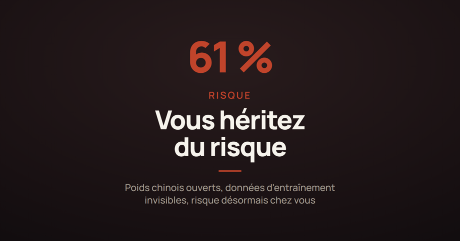 Illustration sombre sur le risque de sécurité lié à l'hébergement de modèles de langage chinois à poids ouverts.