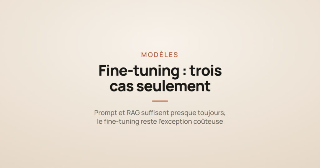 Illustration abstraite sur la hiérarchie de décision entre prompt, RAG et fine-tuning pour un LLM.