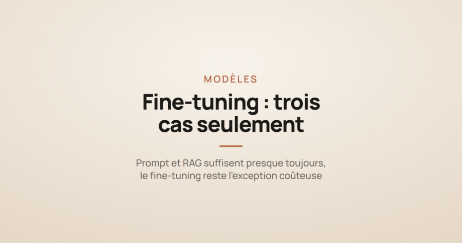 Illustration abstraite sur la hiérarchie de décision entre prompt, RAG et fine-tuning pour un LLM.