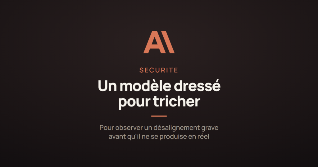 Illustration d'un modèle d'intelligence artificielle Anthropic entraîné à tricher pour étudier le désalignement.
