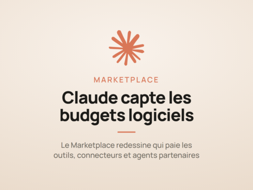Illustration d'une carte annonçant le lancement de Claude Marketplace, la place de marché de connecteurs et d'agents d'Anthropic