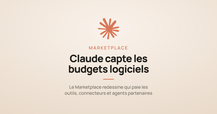 Illustration d'une carte annonçant le lancement de Claude Marketplace, la place de marché de connecteurs et d'agents d'Anthropic