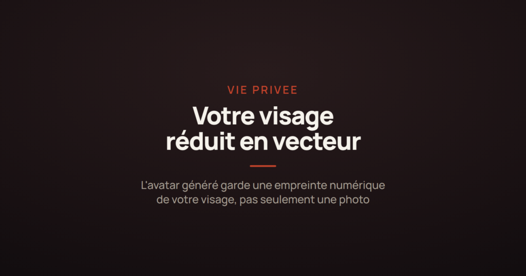 Illustration symbolisant la transformation d'un visage humain en empreinte numérique par l'intelligence artificielle, sur fond sombre évoquant un risque pour la