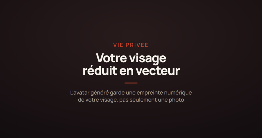 Illustration symbolisant la transformation d'un visage humain en empreinte numérique par l'intelligence artificielle, sur fond sombre évoquant un risque pour la
