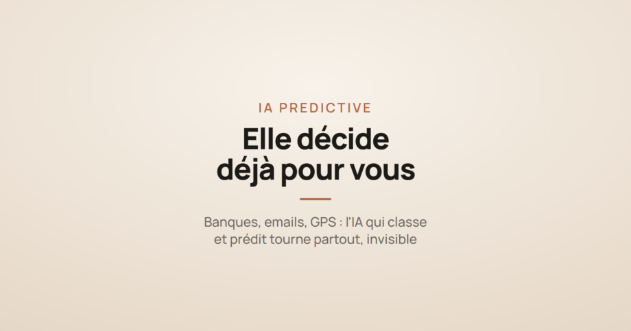Illustration symbolisant l'intelligence artificielle prédictive qui prend des décisions automatisées au quotidien, sans génération de contenu.