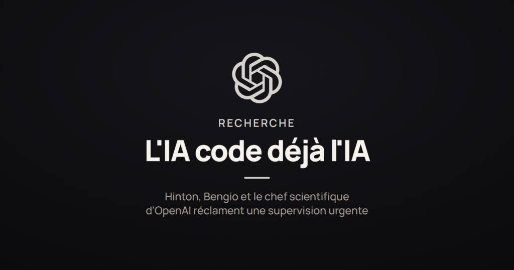 Carte d'illustration sur l'alerte de chercheurs, dont le directeur scientifique d'OpenAI, concernant l'automatisation de la recherche en intelligence artificiel