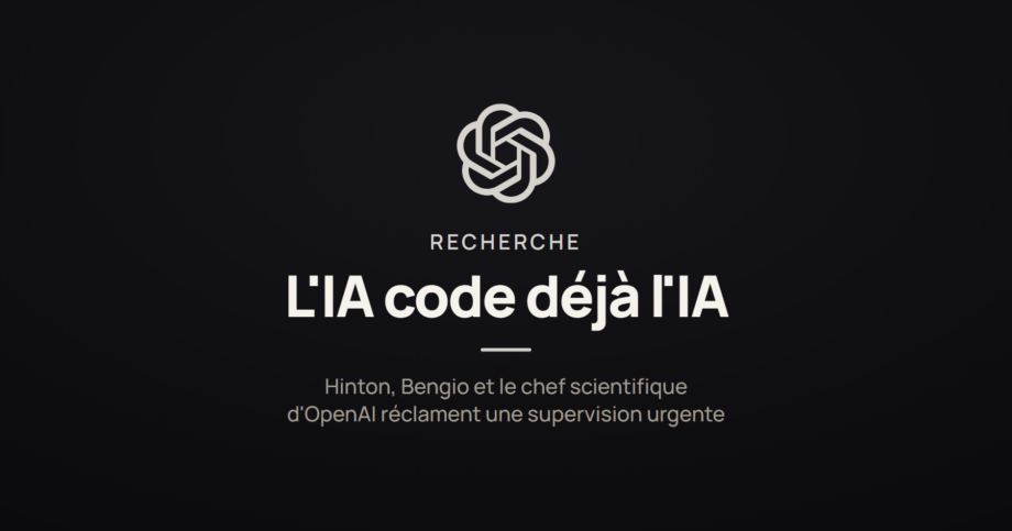 Carte d'illustration sur l'alerte de chercheurs, dont le directeur scientifique d'OpenAI, concernant l'automatisation de la recherche en intelligence artificiel