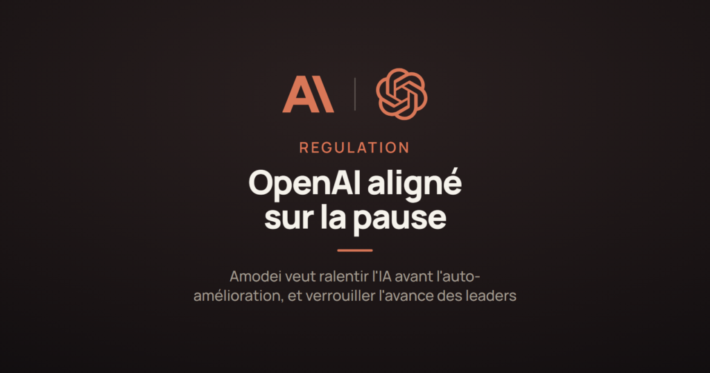 Illustration d'actualité IA sur l'appel de Dario Amodei à ralentir le développement de l'intelligence artificielle, avec les logos d'Anthropic et d'OpenAI