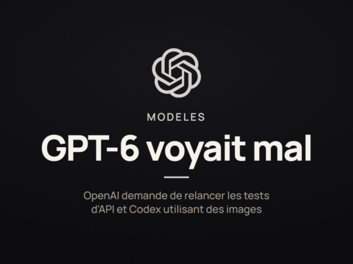 Carte illustrant l'article sur le bug de vision corrigé par OpenAI sur GPT-6 Sol et Luna, logo OpenAI sur fond sombre.