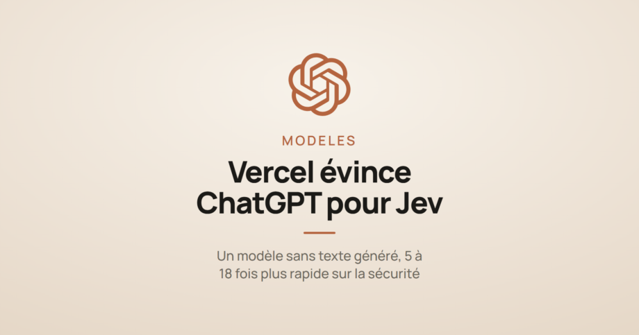 Illustration d'un médaillon annonçant le remplacement de ChatGPT par le modèle Jev chez Vercel pour la sécurité