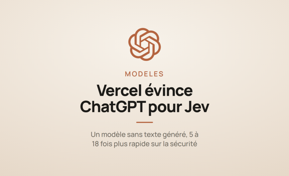 Illustration d'un médaillon annonçant le remplacement de ChatGPT par le modèle Jev chez Vercel pour la sécurité
