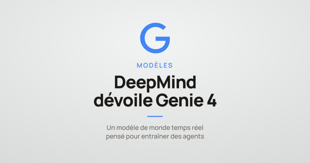 Illustration symbolisant Genie 4, le modèle de monde temps réel de Google DeepMind conçu pour entraîner des agents IA.