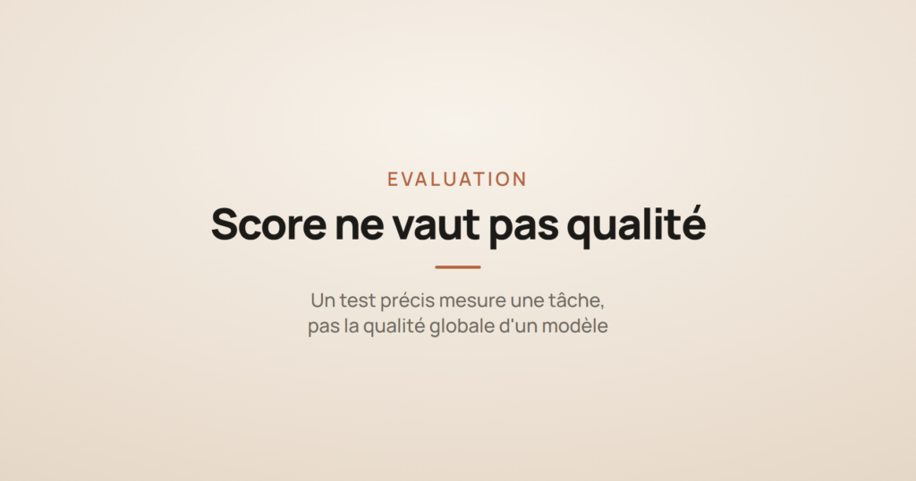 Illustration d'un benchmark d'intelligence artificielle : un score de test, pas une mesure de qualité globale
