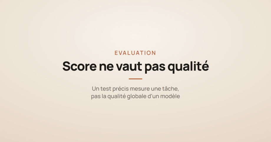 Illustration d'un benchmark d'intelligence artificielle : un score de test, pas une mesure de qualité globale